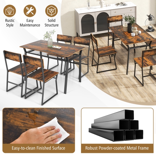 Costway 5 Piece Dining Table Set Industrial Rectangular Kitchen Table with 4 Chairs