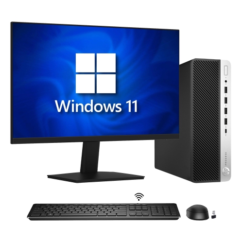 Refurbished - HP Computer Combo ProDesk 600 G5 SFF Windows 11 Pro Desktop PC | New 24 inch Monitor | Intel Hexa-Core i5 9th Gen CPU | 32GB DDR4 RAM |