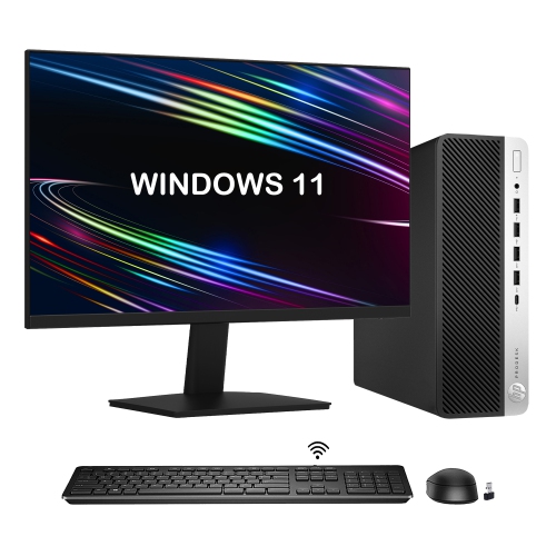 Refurbished - HP Computer Combo ProDesk 600 G5 SFF Windows 11 Pro Desktop PC | New 24 inch Monitor | Intel Hexa-Core i5 9th Gen | 16GB DDR4 RAM |