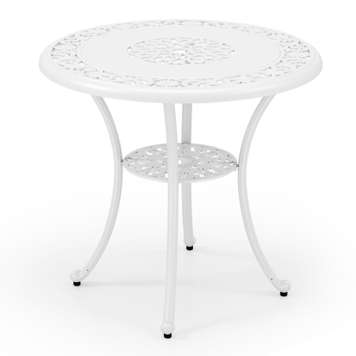 Costway 5 PCS Patio Cast Aluminum Bistro Set Dining Table & Chair with Umbrella Hole