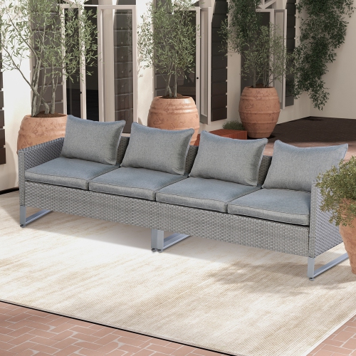 Ensemble de patio modulaire 2pcs DE Costway avec divan, siège rembourré, gris jardin