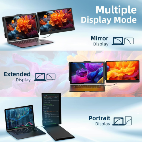 TUTT 14” Single Portable Monitor, Dual Screen Extender, Built-in Stand and Speakers, Windows and Mac devices, S1