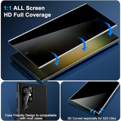 Galaxy S24 Ultra Privacy Screen Protector - Ultra HD Tempered Glass, Anti-Spy, 9H Hardness, Anti-Scratch, Bubble-Free, with Bonus Camera Lens