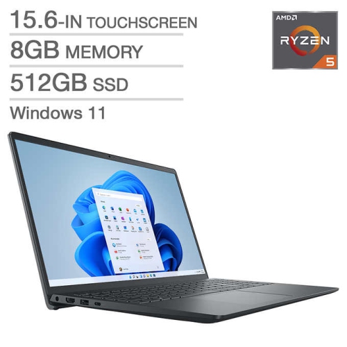 DELL  Inspiron 15 I3535-A766Blk-Pus / Amd Ryzen 5 7530U / 8GB Memory / 512GB SSD / 15.6-In Fhd Ts / Amd Radeon Graphics / Win 11