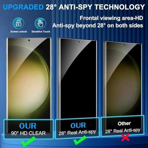 Ensemble protecteur d'écran et caméra de confidentialité pour Galaxy S24 - 2+2 Pack | Ultra HD, anti-espion, dureté 9H