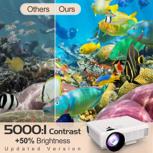 2023 Projector with 100'' Screen - Mini Bluetooth Projector, 9500 Lumens, 1080P Full HD for Outdoor Movies - Compatible with TV Stick, Video Games,