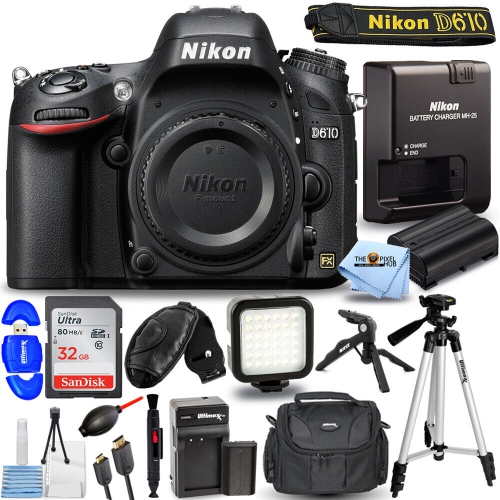 Appareil photo reflex numérique D610 24,3&nbsp;Mpx de Nikon 1540 – Ensemble d'accessoires 15PC