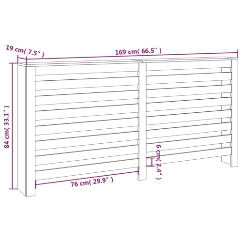 vidaXL Radiator Cover 169x19x84 cm Solid Wood Pine