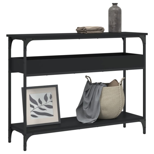 vidaXL Console Table with Shelf Black 100x29x75cm Engineered Wood