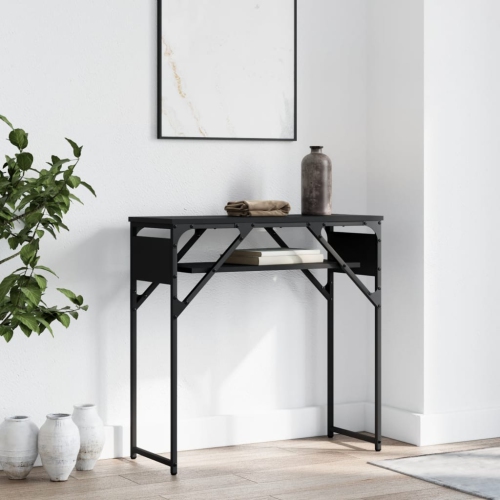vidaXL Console Table with Shelf Black 75x30x75cm Engineered Wood