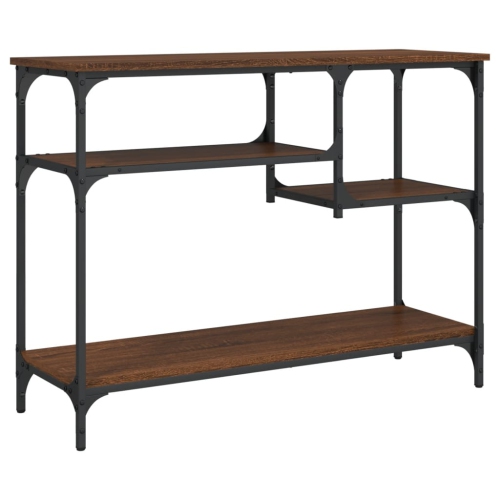 vidaXL Console Table with Shelves Brown Oak 100x35x75 cm