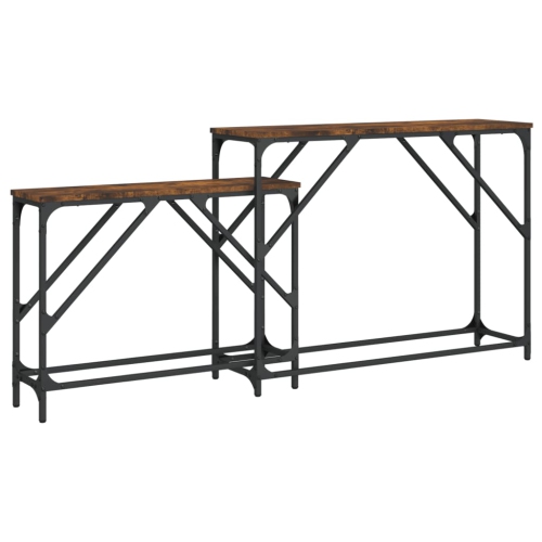 vidaXL Nesting Console Tables 2 pcs Smoked Oak Engineered Wood