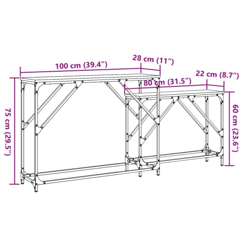 vidaXL Nesting Console Tables 2 pcs Smoked Oak Engineered Wood