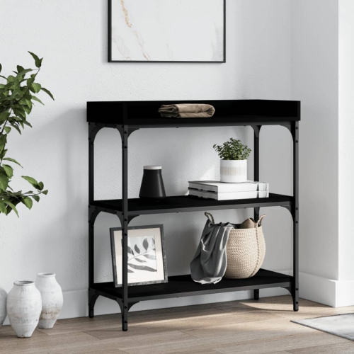 vidaXL Console Table with Shelves Black 75x30x80 cm