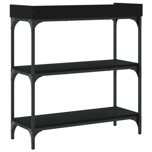 vidaXL Console Table with Shelves Black 75x30x80 cm