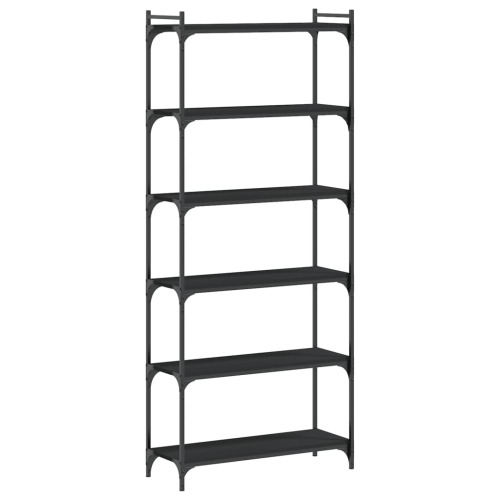 VIDAXL  Bookcase 6-Tier 80X30X188 Cm Engineered Wood In Black