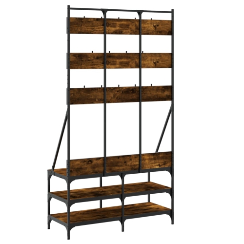 vidaXL Clothes Rack with Shoe Storage Smoked Oak 100x40x184 cm