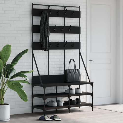 vidaXL Clothes Rack with Shoe Storage Black 100x40x184 cm