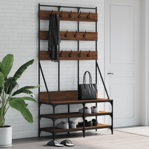 vidaXL Clothes Rack with Shoe Storage Brown Oak 100x40x184 cm