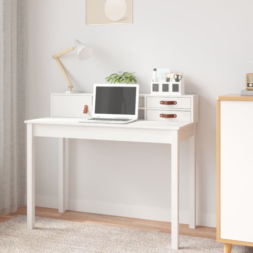 VIDAXL  Desk 110X50X93 Cm Solid Wood Pine In White