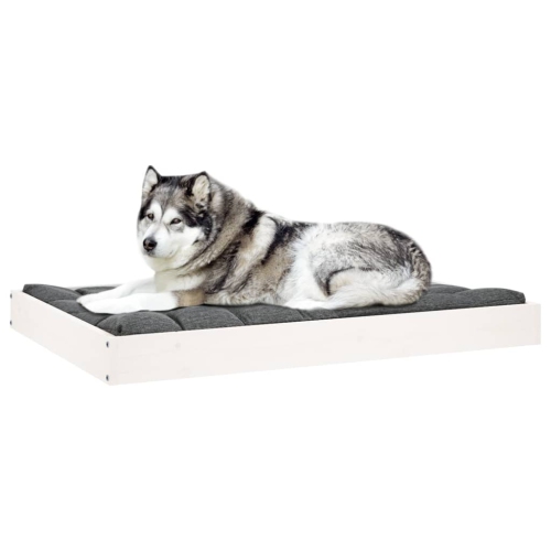 Lit pour chiens vidaXL blanc 101.5x74x9 cm Pin massif