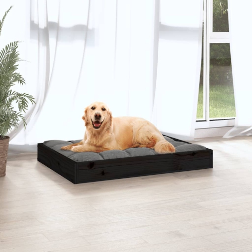Lit pour chiens vidaXL noir 71,5x54x9 cm Pin massif