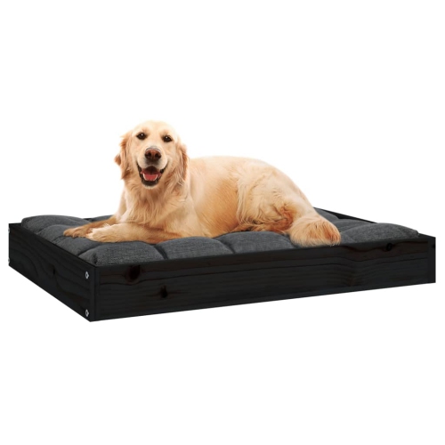 Lit pour chiens vidaXL noir 71,5x54x9 cm Pin massif