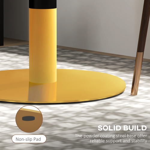 HOMCOM – Table de salle à manger ronde pour 4, table de cuisine moderne avec surface en faux marbre et base en acier pour salon, salle à manger, noir