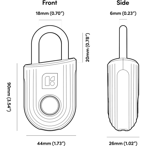 igloohome Padlock Lite Black- Keyless Fingerprint Padlock with Mobile App – Water Resistant Padlock for Lockers, Homes, and Storage Spaces (Type-C