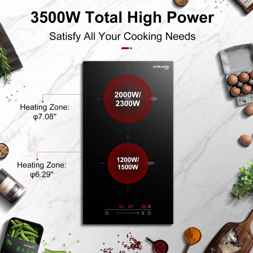 GASLAND 12 in. Induction Cooktop Smooth Top with 2 Elements in Black