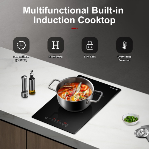 GASLAND 12 in. Induction Cooktop Smooth Top with 2 Elements in Black