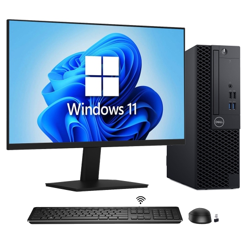 Refurbished - Desktop PC Dell OptiPlex 3070 SFF Business Computer - New 24 inch Monitor (Intel Hexa-Core i5 9th Gen/ 32 GB RAM/ New 1TB NVMe SSD/