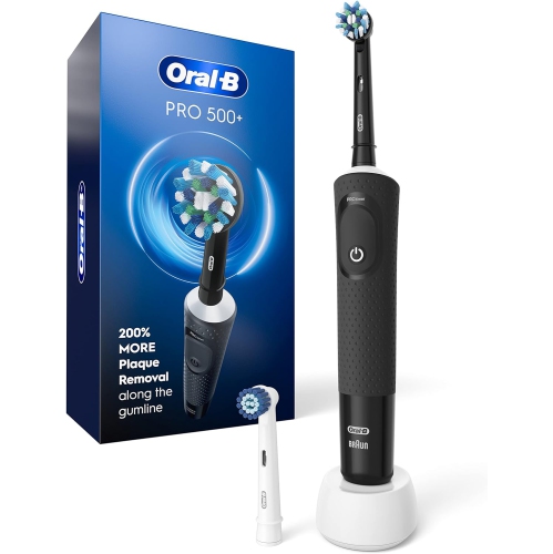 Brosse à dents électrique et têtes de brosse Oral B Pro 500 +, rechargeable, noir