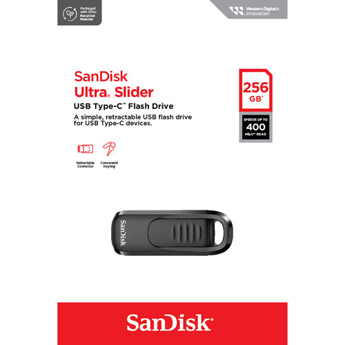 SanDisk Ultra Slider 256GB 400MB/s USB Type-C Flash Drive Memory Card