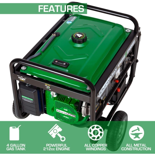 Duromax XP4850EH 3850 Running Watts/4850 Starting Watts Dual Fuel Electric Start Portable Generator