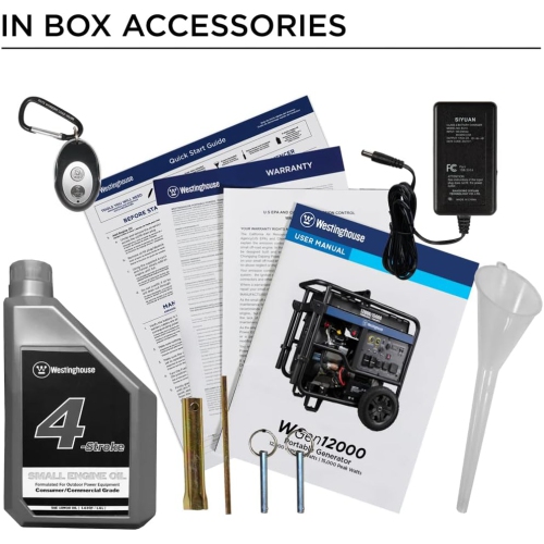 Westinghouse Home Backup Portable Generator, 15000 Peak Watts & 12000 Rated Watts, Remote Electric Start with Auto Choke, Transfer Switch Ready 30A &