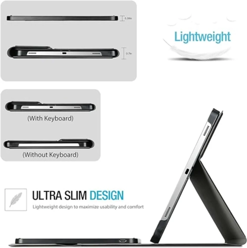 Enhance Productivity: Galaxy Tab S9 FE Plus 12.4" 2023 Keyboard Case - Detachable Wireless Keyboard, Protective Cover in Sleek Black