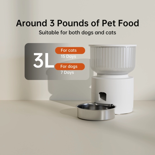 PAPIFEED Automatic Cat Feeders with APP: WiFi Pet Dry Food Dispenser 3L,Timed Auto Pet Feeder Programmable,Up to 10 Feeding Schedule Per Day(12