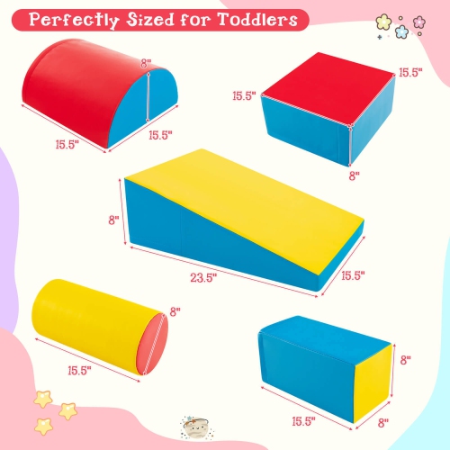 Gymax 5PCS Kids Climb & Crawl Activity Playset Soft Foam Block Toddler Play Structure
