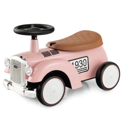 GYMAX  Retro Kids Ride-On Toy Kids Sit to Stand Vehicle With Working Steering Wheel
