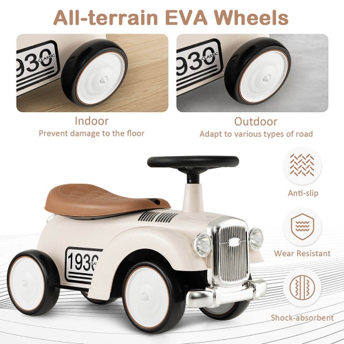 Gymax Retro Kids Ride-on Toy Kids Sit to Stand Vehicle with Working Steering Wheel