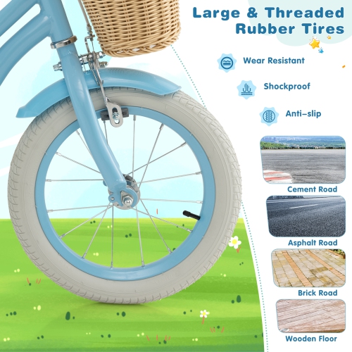 Gymax Retro Style Kids Bike Bicycle w/ Height Adjustable Handlebar & Seat Pink