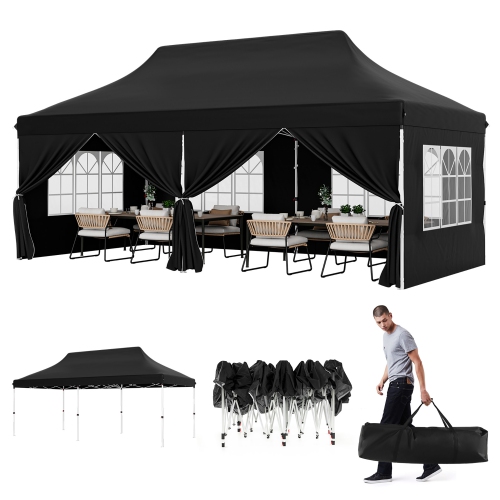 Gymax 10 x 20 FT Canopy w/ 6 Detachable Sidewalls Carrying Bag UPF50+ Sun Protection