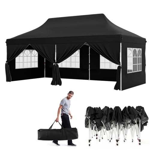 Gymax 10 x 20 FT Canopy w/ 6 Detachable Sidewalls Carrying Bag UPF50+ Sun Protection