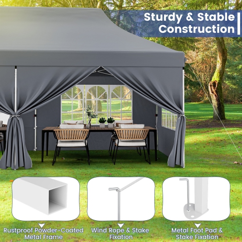 Gymax 10 x 20 FT Canopy w/ 6 Detachable Sidewalls Carrying Bag UPF50+ Sun Protection