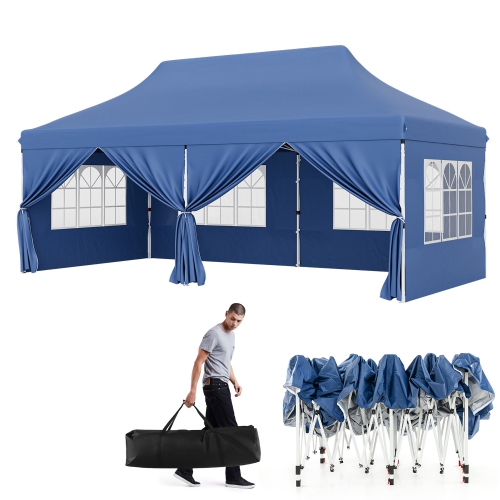 Gymax 10 x 20 FT Canopy w/ 6 Detachable Sidewalls Carrying Bag UPF50+ Sun Protection