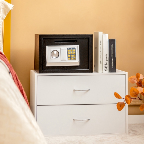 Gymax 14'' Digital Depository Drop Cash Safe Box Gun Jewelry Home Hotel Lock Black