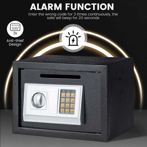Gymax 14'' Digital Depository Drop Cash Safe Box Gun Jewelry Home Hotel Lock Black