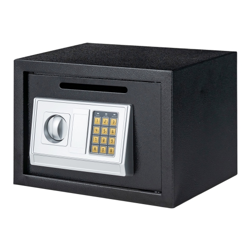 Gymax 14'' Digital Depository Drop Cash Safe Box Gun Jewelry Home Hotel Lock Black