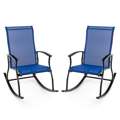 GYMAX  Set Of 2 Outdoor Rocking Chair Patio Rocker W/ Breathable Fabric